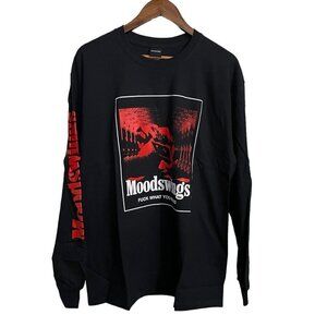 Moodswings Mens NWOT Black Red F What You Heard Graphic Long Sleeve Shirt Large